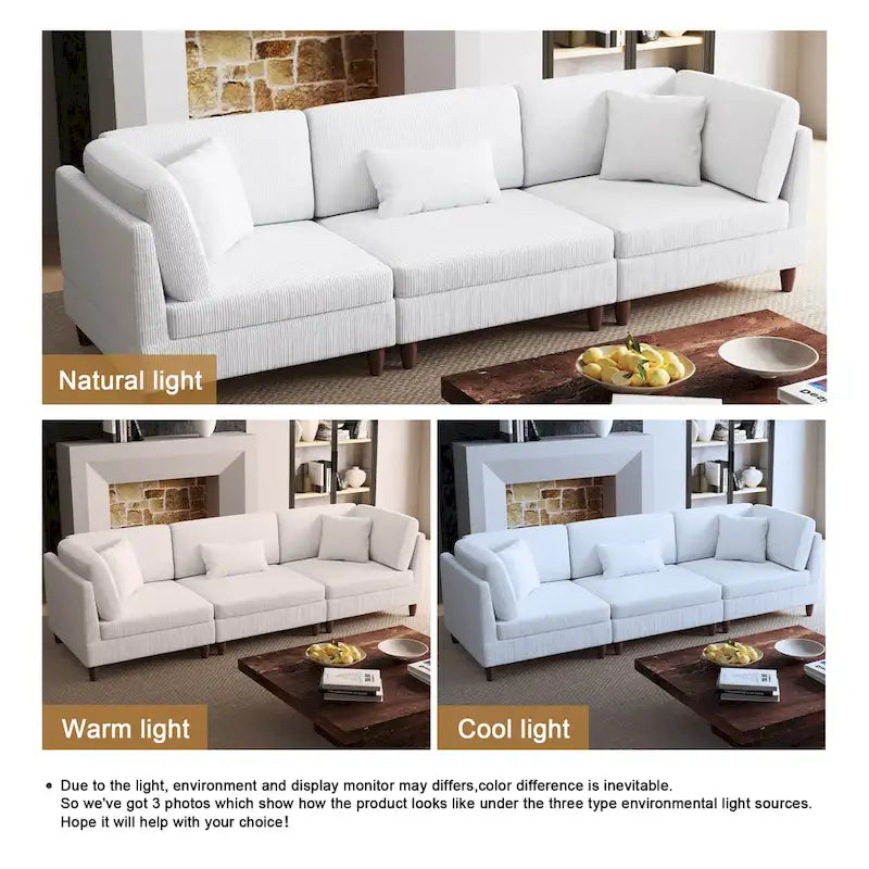 Kord-Modulsofa-Set mit Kissen