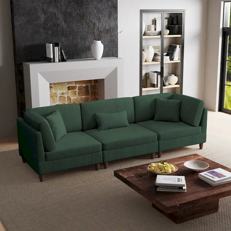 Kord-Modulsofa-Set mit Kissen