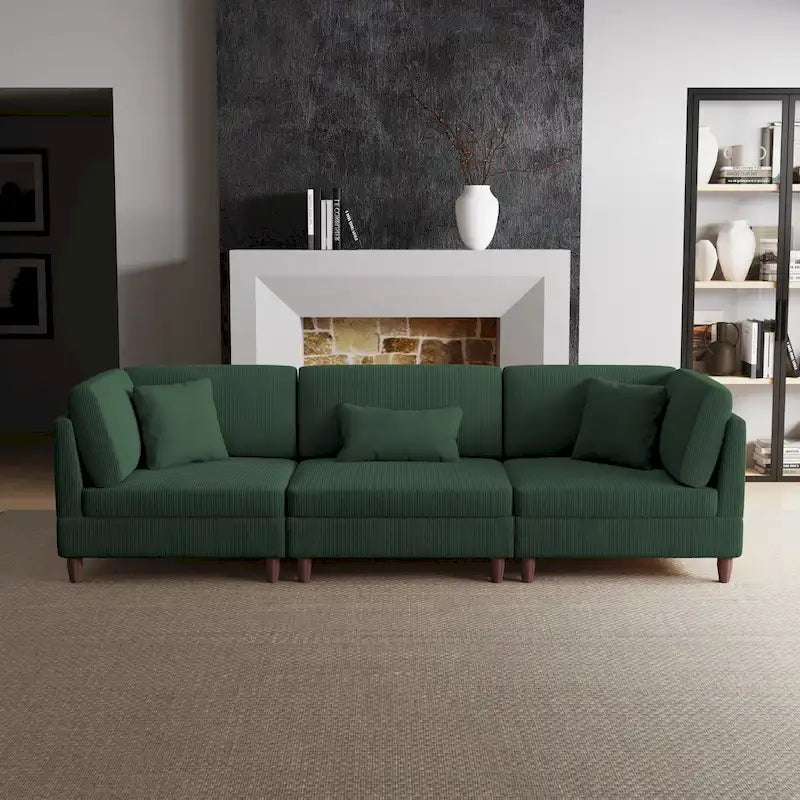 Kord-Modulsofa-Set mit Kissen