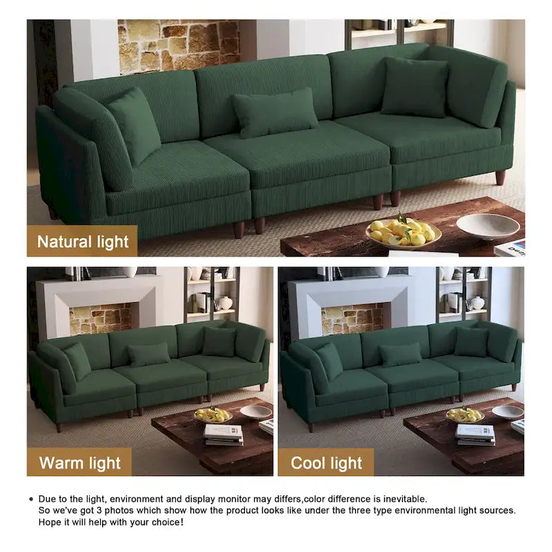 Kord-Modulsofa-Set mit Kissen