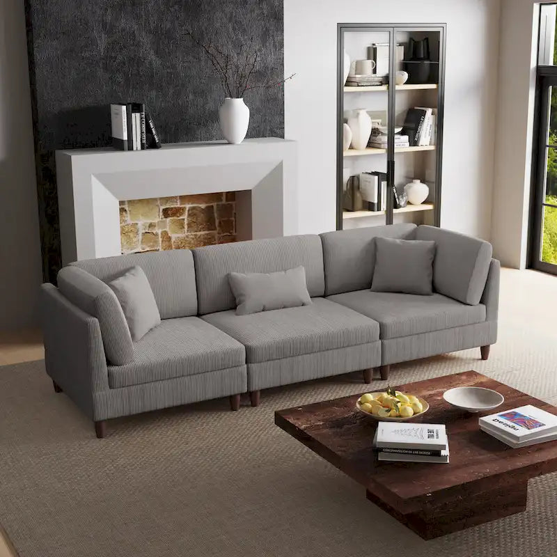 Kord-Modulsofa-Set mit Kissen
