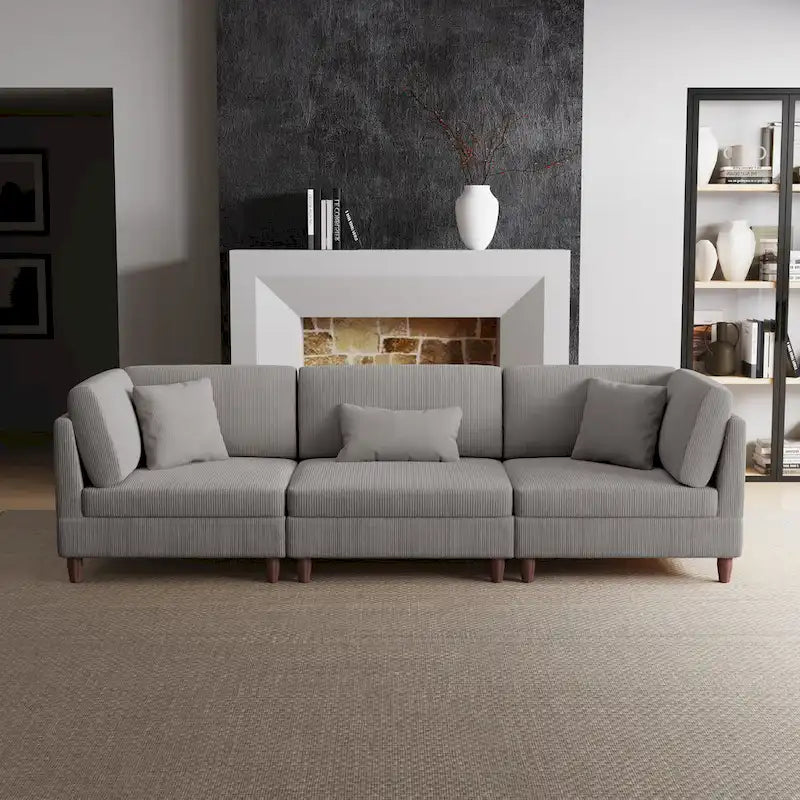 Kord-Modulsofa-Set mit Kissen