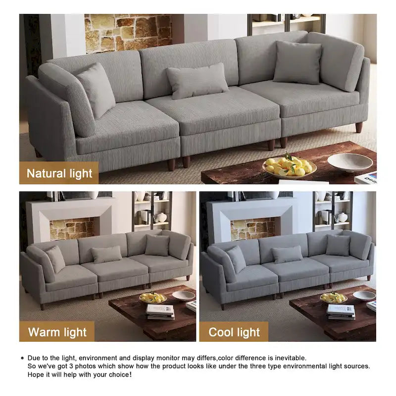 Kord-Modulsofa-Set mit Kissen