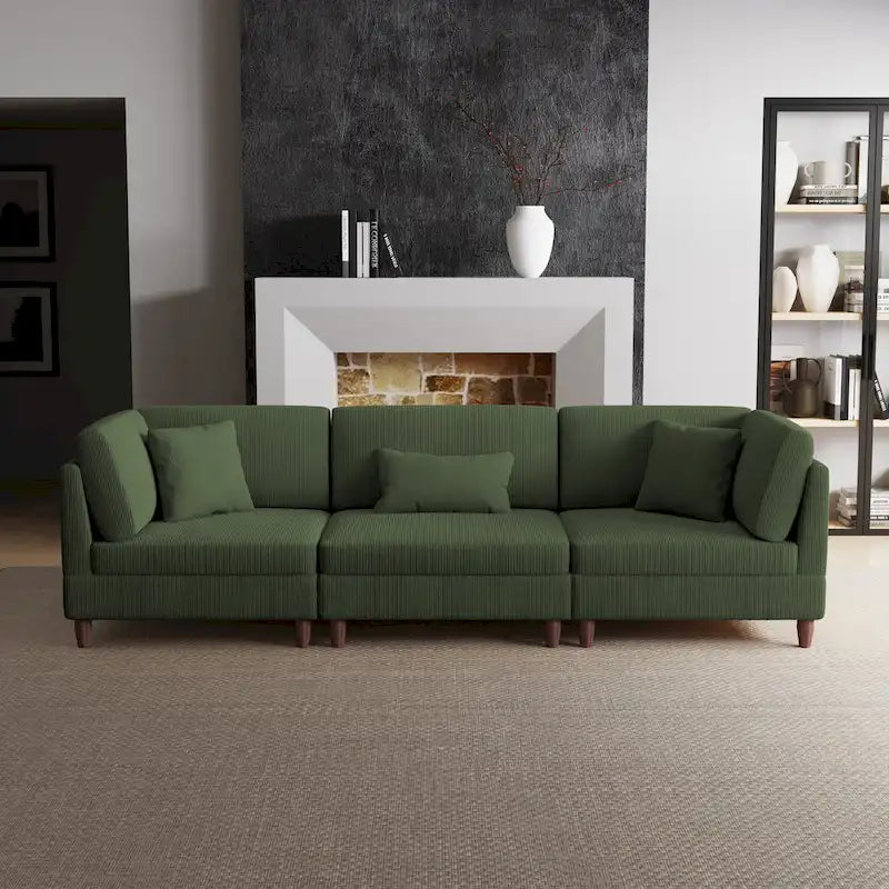 Kord-Modulsofa-Set mit Kissen
