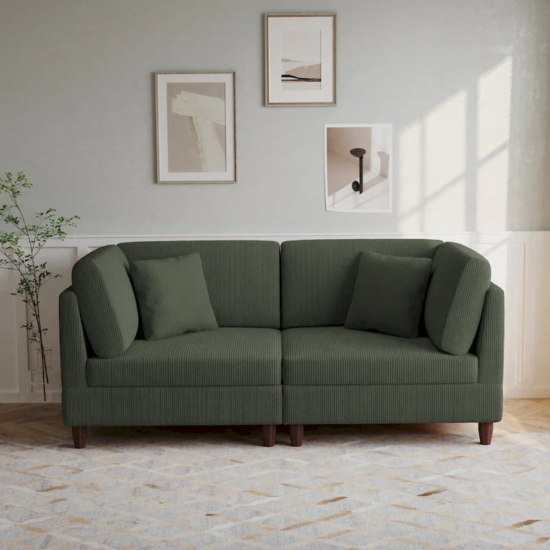Kord-Modulsofa-Set mit Kissen