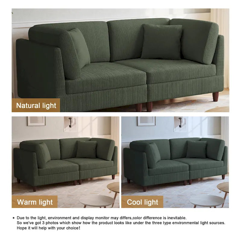 Kord-Modulsofa-Set mit Kissen
