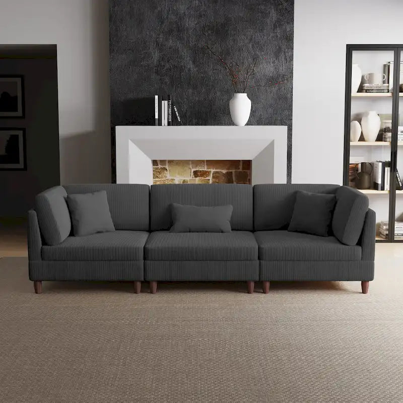 Kord-Modulsofa-Set mit Kissen