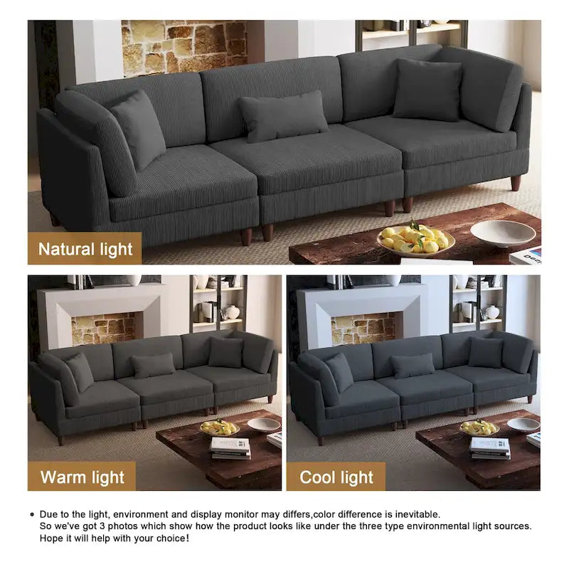 Kord-Modulsofa-Set mit Kissen