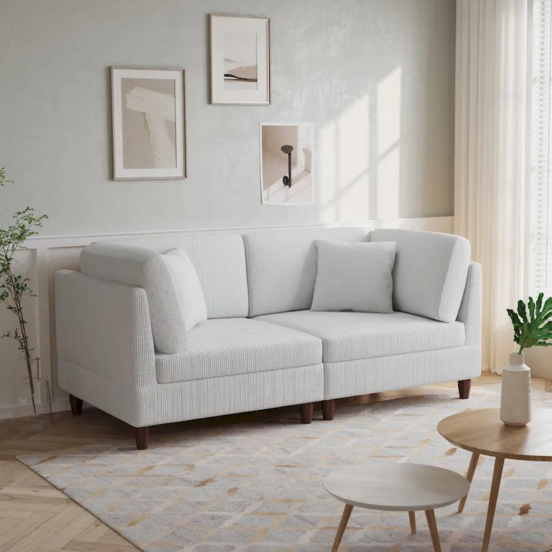 Kord-Modulsofa-Set mit Kissen