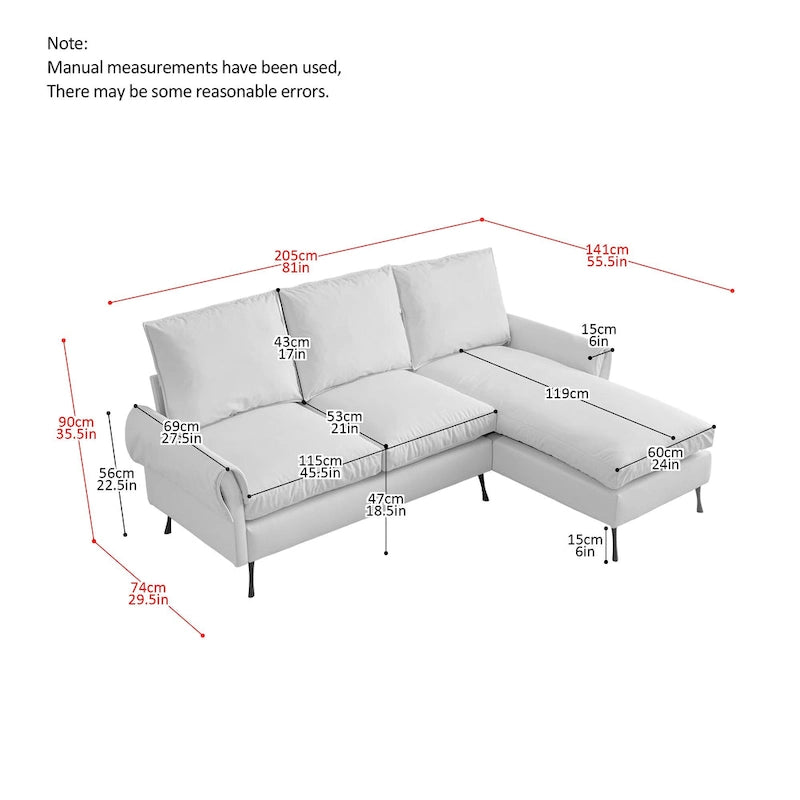 Modernes L-förmiges Schlafsofa mit umkehrbarer Recamiere