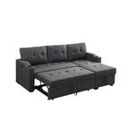 Mabel Schlafsofa-Schnittsofa in Dunkelgrau, 83 Zoll, mit Getränkehalter, USB-Ladeanschluss und Tasche – 83W x 54D x 35H