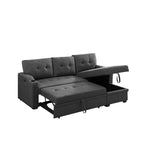 Mabel Schlafsofa-Schnittsofa in Dunkelgrau, 83 Zoll, mit Getränkehalter, USB-Ladeanschluss und Tasche – 83W x 54D x 35H