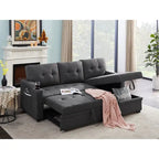 Mabel Schlafsofa-Schnittsofa in Dunkelgrau, 83 Zoll, mit Getränkehalter, USB-Ladeanschluss und Tasche – 83W x 54D x 35H