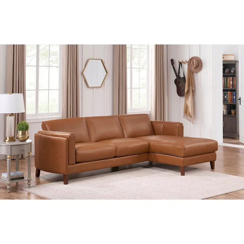 Hydeline Maui Ecksofa mit Feder-, Memory-Schaum- und Federkernpolsterung aus genarbtem Leder