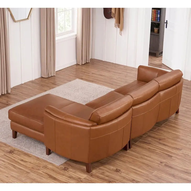 Hydeline Maui Ecksofa mit Feder-, Memory-Schaum- und Federkernpolsterung aus genarbtem Leder