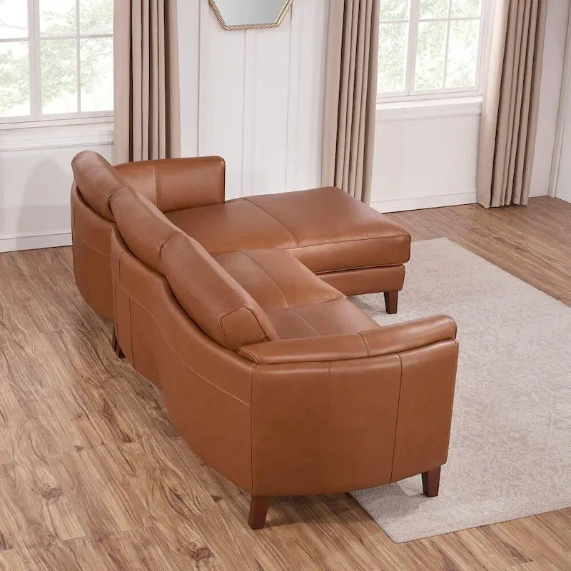 Hydeline Maui Ecksofa mit Feder-, Memory-Schaum- und Federkernpolsterung aus genarbtem Leder