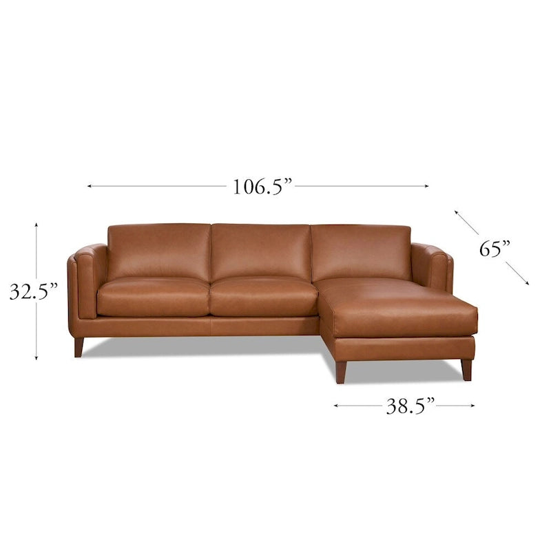 Hydeline Maui Ecksofa mit Feder-, Memory-Schaum- und Federkernpolsterung aus genarbtem Leder