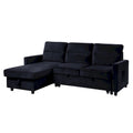 Ivy 81.5-inch Black Reversible Sleeper Sectional Sofa with Storage Chaise and Side Pocket - 81.5W x 60D x 33.5H