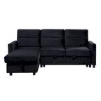Ivy 81,5 Zoll schwarzes, beidseitig montierbares Schlafsofa mit Stauraum-Recamiere und Seitentasche – 81,5B x 60T x 33,5H