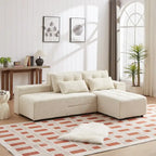 Modulares Cord-Schlafsofa & Ecksofa-Set, Beige, 3-in-1 Design