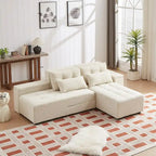 Modulares Cord-Schlafsofa & Ecksofa-Set, Beige, 3-in-1 Design