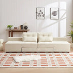 Modulares Cord-Schlafsofa & Ecksofa-Set, Beige, 3-in-1 Design
