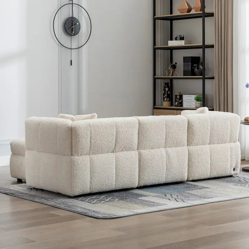 87.7 Sektionssofa Gemütliches Teddy-Fleece-Stoff Sektionssofa Couch