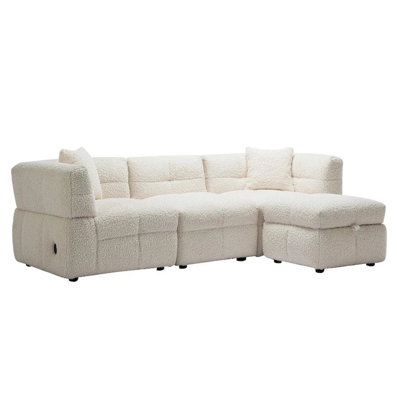 87.7 Sektionssofa Gemütliches Teddy-Fleece-Stoff Sektionssofa Couch