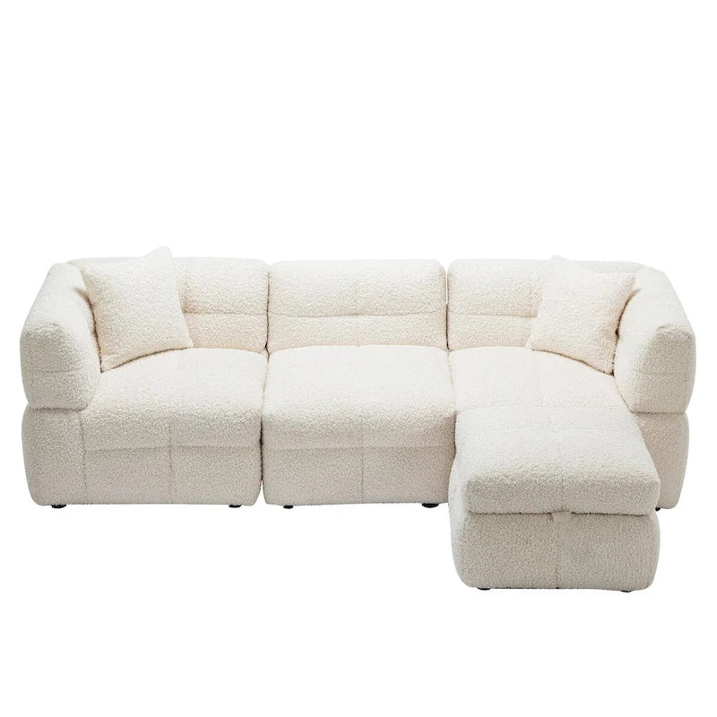 87.7 Sektionssofa Gemütliches Teddy-Fleece-Stoff Sektionssofa Couch