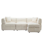 87.7 Sektionssofa Gemütliches Teddy-Fleece-Stoff Sektionssofa Couch