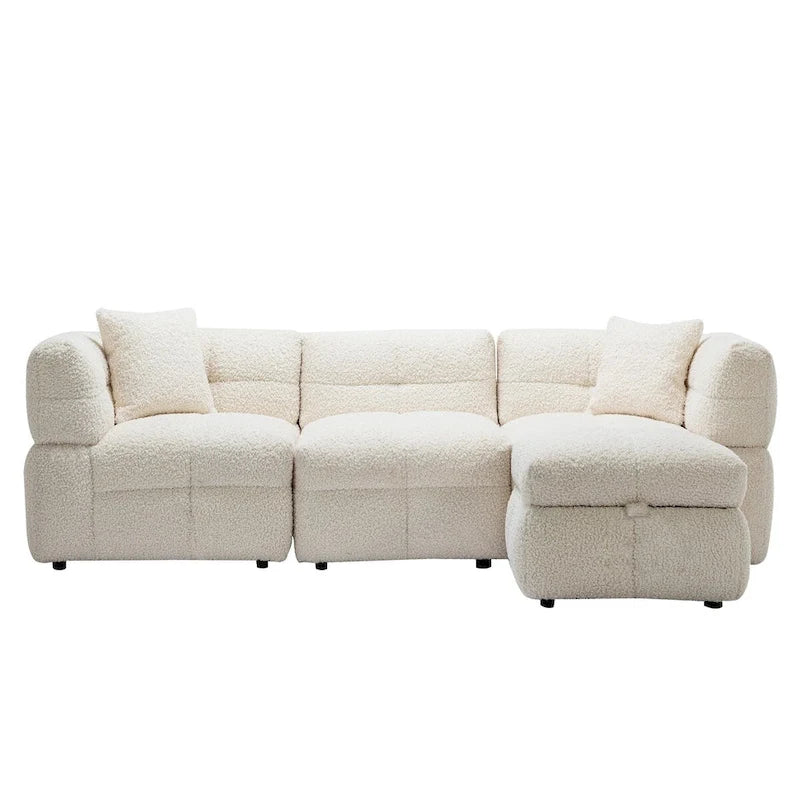 87.7 Sektionssofa Gemütliches Teddy-Fleece-Stoff Sektionssofa Couch