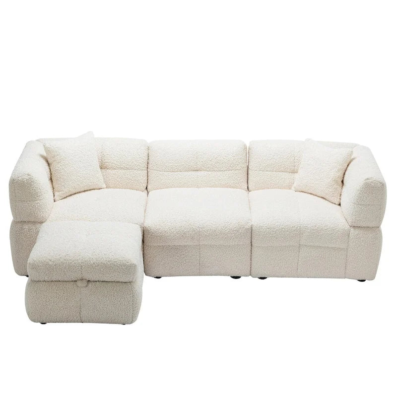87.7 Sektionssofa Gemütliches Teddy-Fleece-Stoff Sektionssofa Couch