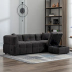 87.7 Sektionssofa Gemütliches Teddy-Fleece-Stoff Sektionssofa Couch