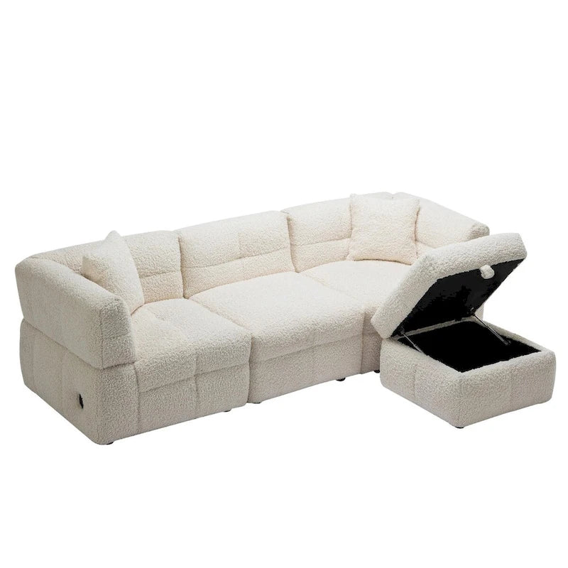 87.7 Sektionssofa Gemütliches Teddy-Fleece-Stoff Sektionssofa Couch