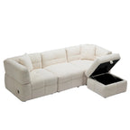 87.7 Sektionssofa Gemütliches Teddy-Fleece-Stoff Sektionssofa Couch