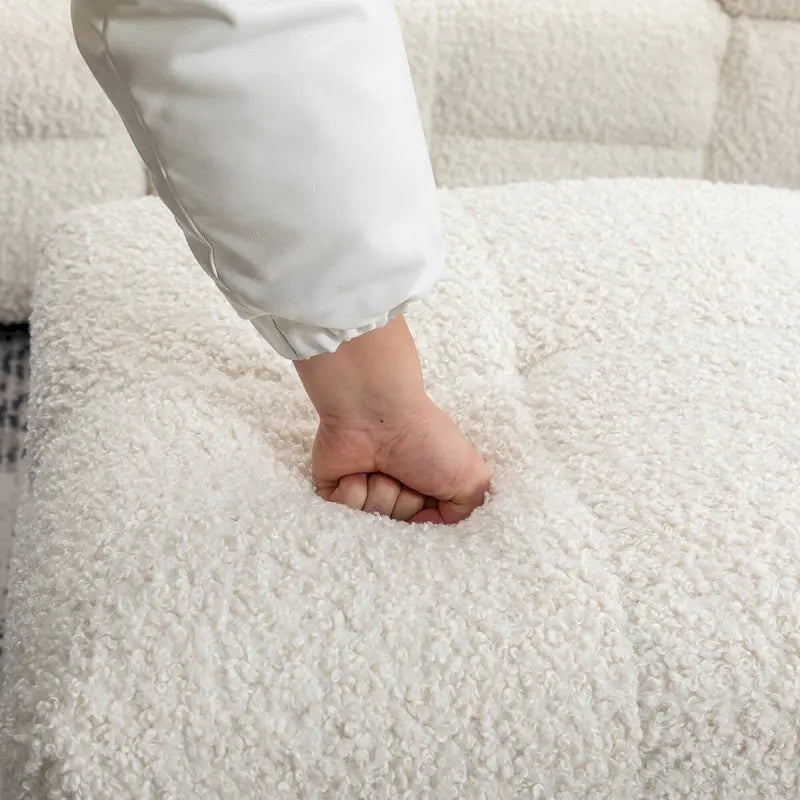 87.7 Sektionssofa Gemütliches Teddy-Fleece-Stoff Sektionssofa Couch
