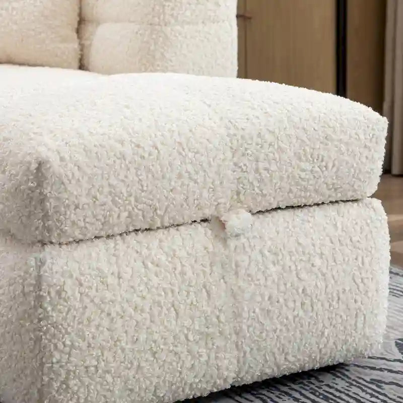 87.7 Sektionssofa Gemütliches Teddy-Fleece-Stoff Sektionssofa Couch