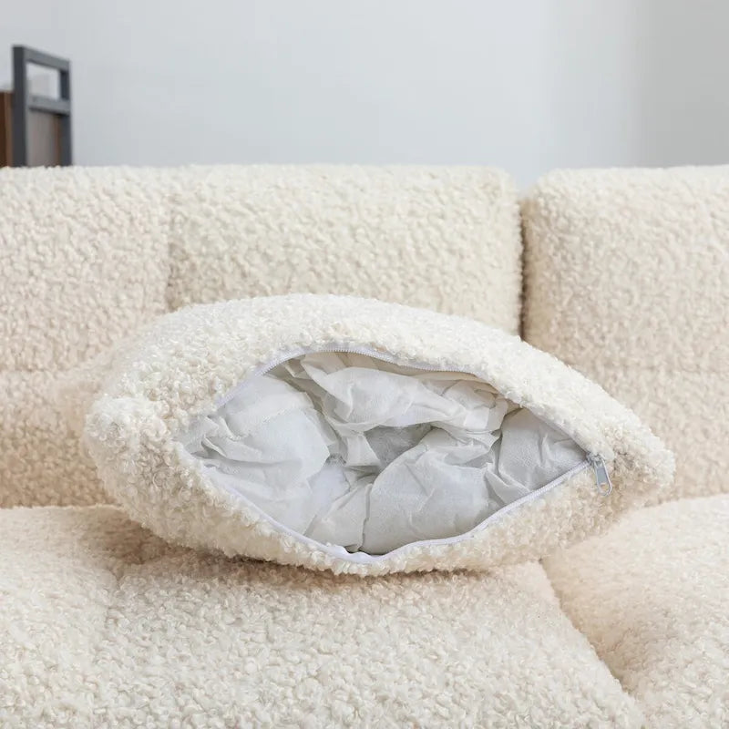 87.7 Sektionssofa Gemütliches Teddy-Fleece-Stoff Sektionssofa Couch