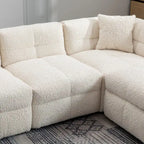 87.7 Sektionssofa Gemütliches Teddy-Fleece-Stoff Sektionssofa Couch