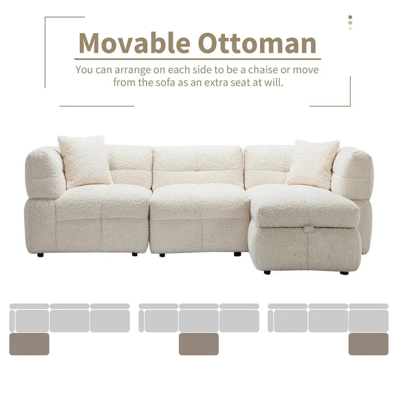 87.7 Sektionssofa Gemütliches Teddy-Fleece-Stoff Sektionssofa Couch