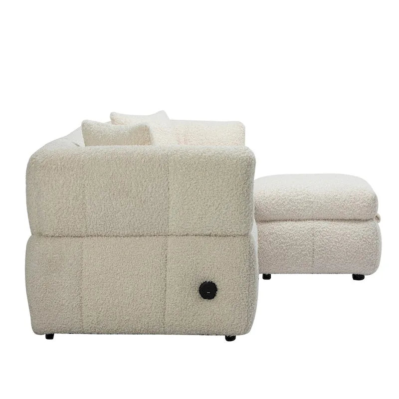 87.7 Sektionssofa Gemütliches Teddy-Fleece-Stoff Sektionssofa Couch