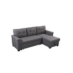 Ashlyn 84 Zoll Dunkelgraues Reversibles Schlafsofa mit Stauraum-Recamiere und USB-Ladeanschlüssen - 84B x 54T x 35H