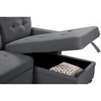 Ashlyn 84 Zoll Dunkelgraues Reversibles Schlafsofa mit Stauraum-Recamiere und USB-Ladeanschlüssen - 84B x 54T x 35H