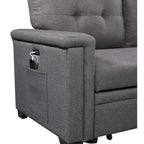 Ashlyn 84 Zoll Dunkelgraues Reversibles Schlafsofa mit Stauraum-Recamiere und USB-Ladeanschlüssen - 84B x 54T x 35H