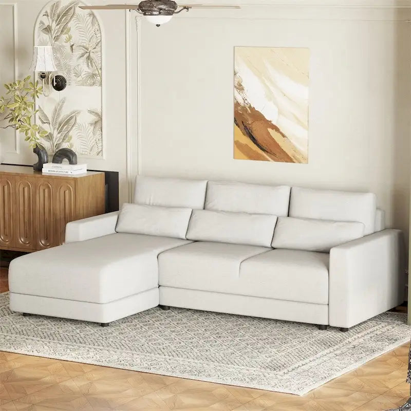 L-förmiges modulares Ecksofa mit abnehmbaren Rückenkissen und 3 Kissen