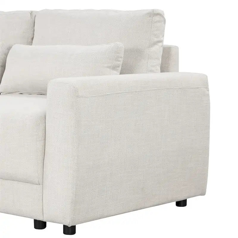 L-förmiges modulares Ecksofa mit abnehmbaren Rückenkissen und 3 Kissen