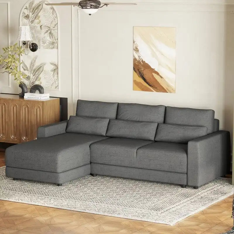 92,9W L-förmiges Modulsofa mit Kissen und 3 Dekokissen