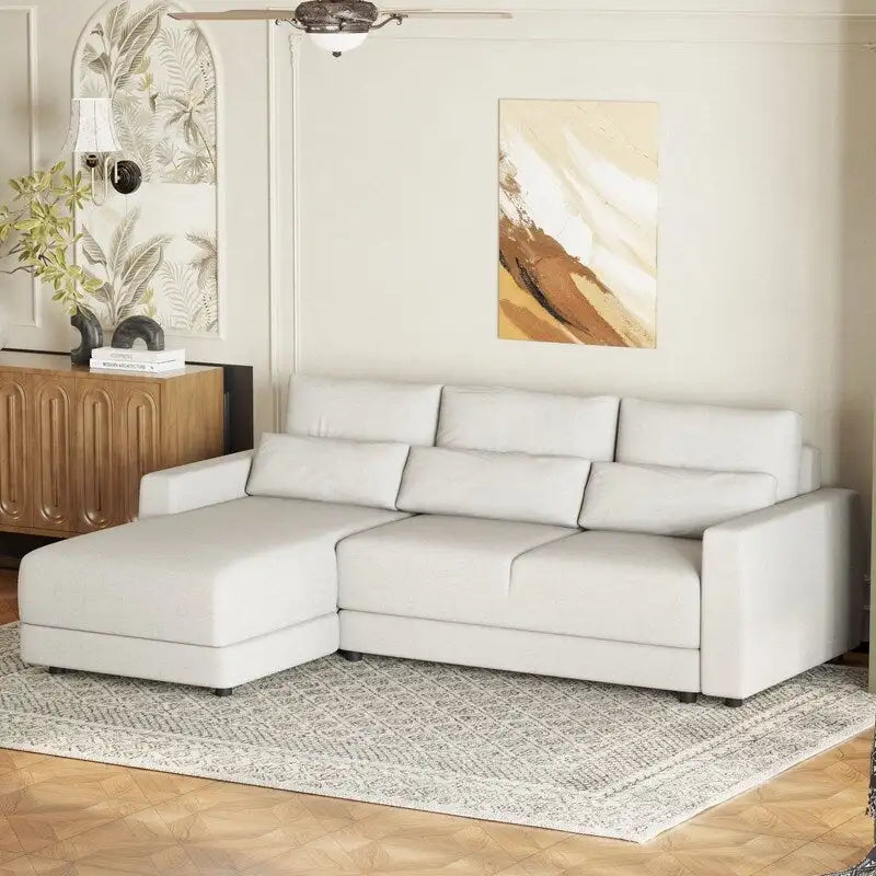 92,9W L-förmiges Modulsofa mit Kissen und 3 Dekokissen