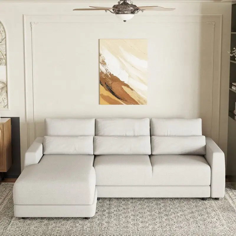 92,9W L-förmiges Modulsofa mit Kissen und 3 Dekokissen