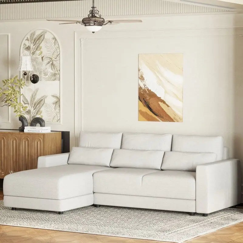 92,9W L-förmiges Modulsofa mit Kissen und 3 Dekokissen